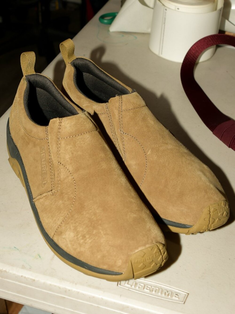 Men’s Merrell Jungle Moc Regular Khaki Suede Slip-On Shoes